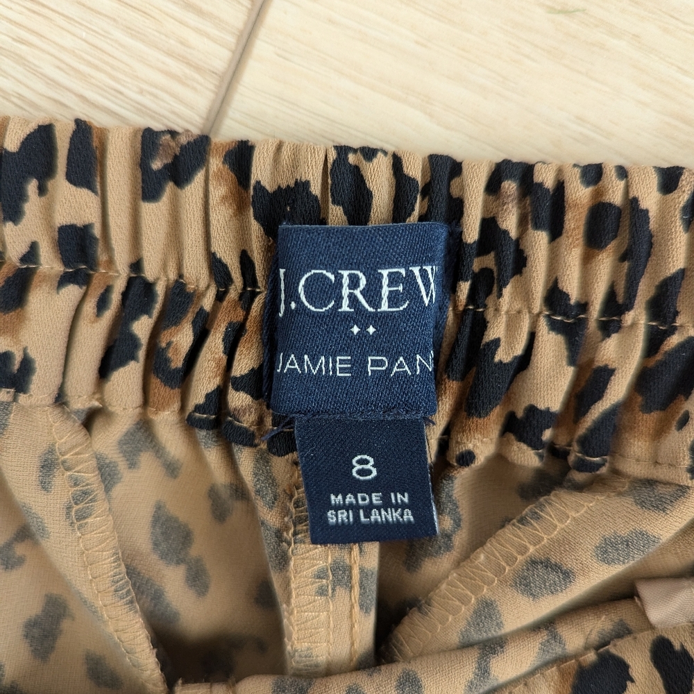 J.Crew Jamie Pants Elastic Band Leopard Print Women Size 8 - Picture 5 of 12